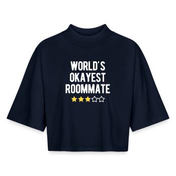 Humor 3 étoiles pour le colocataire le plus correct du monde - T-shirt femme coupe boxy recyclé manches mi-longues Stanley/Stella - marine - Devant - AI Model Female 172 light (172cm)