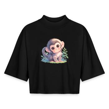 Macaque Macaque - Boxy Women's Recycled 1/2 Sleeved T-Shirt by Stanley/Stella - black - Front - AI Model Female 172 light (172cm)