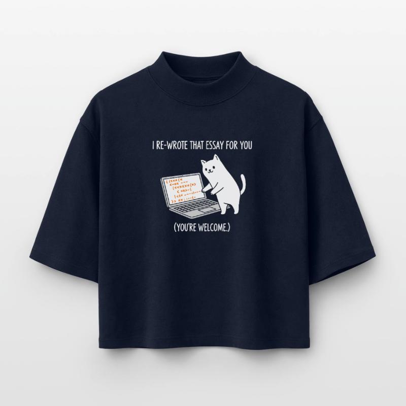 Code cat explains tasks Boxy Women's Recycled 1/2 Sleeved T-Shirt by Stanley/Stella