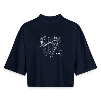 Architektur Brücke - Boxy Frauen Recyceltes 1/2 Sleeved T-Shirt by Stanley/Stella - Navy - Vorne - AI Model Female 172 light (172cm)