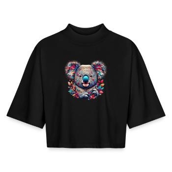 Koala - Boxy Frauen Recyceltes 1/2 Sleeved T-Shirt by Stanley/Stella - Schwarz - Vorne - AI Model Female 172 light (172cm)