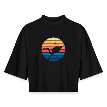 Retro Vibe Taucher - Boxy Frauen Recyceltes 1/2 Sleeved T-Shirt by Stanley/Stella - Schwarz - Vorne - AI Model Female 172 light (172cm)