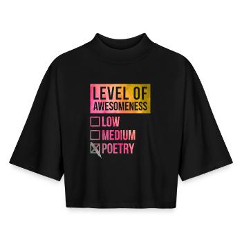 Poesie - Boxy Frauen Recyceltes 1/2 Sleeved T-Shirt by Stanley/Stella - Schwarz - Vorne - AI Model Female 172 light (172cm)