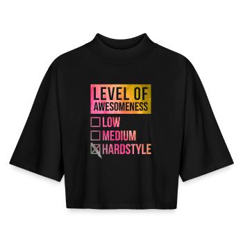 Hardstyle - Boxy Women's Recycled 1/2 Sleeved T-Shirt by Stanley/Stella - black - Front - AI Model Female 172 light (172cm)