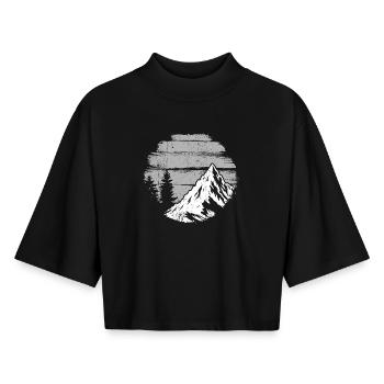 Alpine Ridge Monochrom - Boxy Frauen Recyceltes 1/2 Sleeved T-Shirt by Stanley/Stella - Schwarz - Vorne - AI Model Female 172 light (172cm)