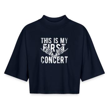 C’est mon premier concerto de concert rock Primo Drôle - T-shirt femme coupe boxy recyclé manches mi-longues Stanley/Stella - marine - Devant - AI Model Female 172 light (172cm)