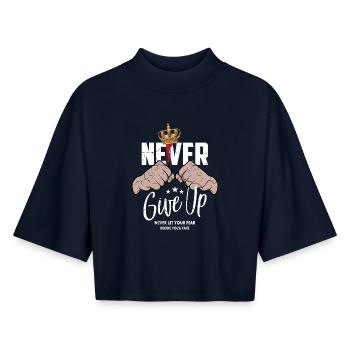 Gib niemals auf - Boxy Frauen Recyceltes 1/2 Sleeved T-Shirt by Stanley/Stella - Navy - Vorne - AI Model Female 172 light (172cm)