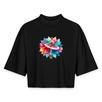 Balletttänzerin mit Tutu - Boxy Frauen Recyceltes 1/2 Sleeved T-Shirt by Stanley/Stella - Schwarz - Vorne - AI Model Female 172 light (172cm)