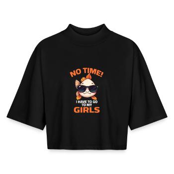 Angler Fish Girls Saying No Time Sunglasses - Boxy Women's Recycled 1/2 Sleeved T-Shirt by Stanley/Stella - black - Front - AI Model Female 172 light (172cm)