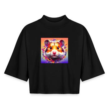 Hamster - Boxy Frauen Recyceltes 1/2 Sleeved T-Shirt by Stanley/Stella - Schwarz - Vorne - AI Model Female 172 light (172cm)