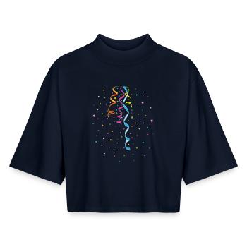 Carnival Streamers Confetti New Year's Eve Carnival - Boxy Women's Recycled 1/2 Sleeved T-Shirt by Stanley/Stella - navy - Front - AI Model Female 172 light (172cm)