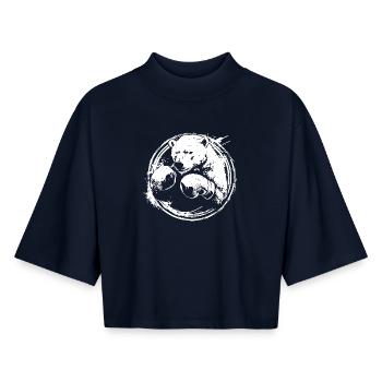 Eisbär Polar Bär Boxer Boxen MMA - Boxy Frauen Recyceltes 1/2 Sleeved T-Shirt by Stanley/Stella - Navy - Vorne - AI Model Female 172 light (172cm)