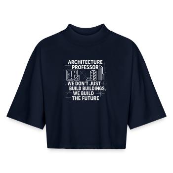 Professeur d’architecture - T-shirt femme coupe boxy recyclé manches mi-longues Stanley/Stella - marine - Devant - AI Model Female 172 light (172cm)
