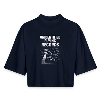 Shirt für DJs, Vinyl-Liebhaber und Musikfans - Boxy Frauen Recyceltes 1/2 Sleeved T-Shirt by Stanley/Stella - Navy - Vorne - AI Model Female 172 light (172cm)