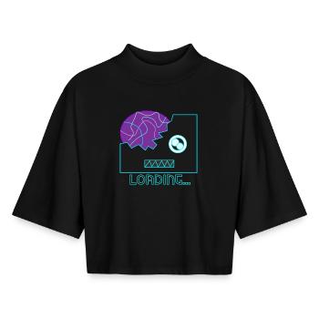 Cyberpunk Robot Neon - T-shirt femme coupe boxy recyclé manches mi-longues Stanley/Stella - noir - Devant - AI Model Female 172 light (172cm)