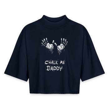 Handabdruck Chalk Me Daddy - Boulder/ Kletter Pun - Boxy Frauen Recyceltes 1/2 Sleeved T-Shirt by Stanley/Stella - Navy - Vorne - AI Model Female 172 light (172cm)