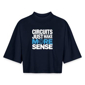 Circuits make technology more meaningful - Boxy Women's Recycled 1/2 Sleeved T-Shirt by Stanley/Stella - navy - Front - AI Model Female 172 light (172cm)