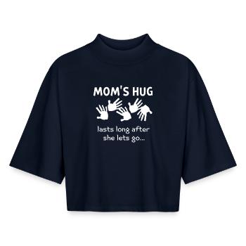A Mother's Hug Lasts Long After She Lets Go - Boxy Women's Recycled 1/2 Sleeved T-Shirt by Stanley/Stella - navy - Front - AI Model Female 172 light (172cm)
