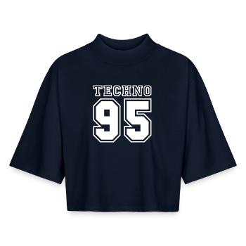 TECHNO 95 - Boxy Frauen Recyceltes 1/2 Sleeved T-Shirt by Stanley/Stella - Navy - Vorne - AI Model Female 172 light (172cm)