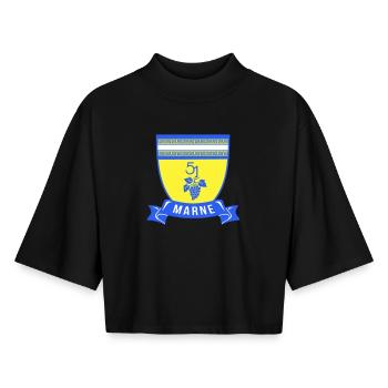 Coat of arms Marne 51 with a bunch of grapes - Boxy Women's Recycled 1/2 Sleeved T-Shirt by Stanley/Stella - black - Front - AI Model Female 172 light (172cm)