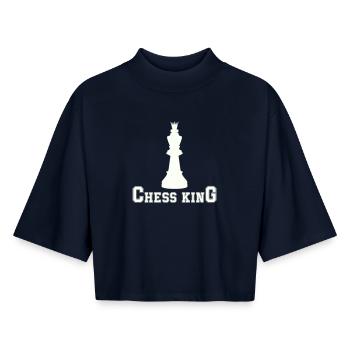 chess_king - Boxy Women's Recycled 1/2 Sleeved T-Shirt by Stanley/Stella - navy - Front - AI Model Female 172 light (172cm)