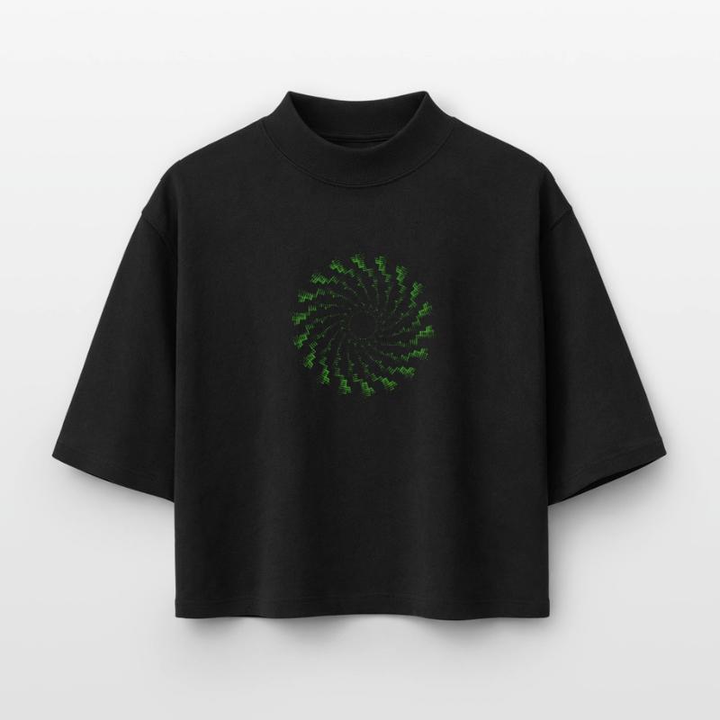forme pointillée éolienne rotative verte T-shirt femme coupe boxy recyclé manches mi-longues Stanley/Stella