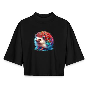 Igel - Boxy Frauen Recyceltes 1/2 Sleeved T-Shirt by Stanley/Stella - Schwarz - Vorne - AI Model Female 172 light (172cm)
