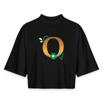 O - Boxy Frauen Recyceltes 1/2 Sleeved T-Shirt by Stanley/Stella - Schwarz - Vorne - AI Model Female 172 light (172cm)