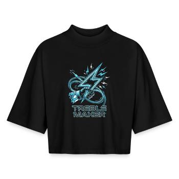 Créateur de Hauts Audio Digital Jeu de mots Musicien - T-shirt femme coupe boxy recyclé manches mi-longues Stanley/Stella - noir - Devant - AI Model Female 172 light (172cm)