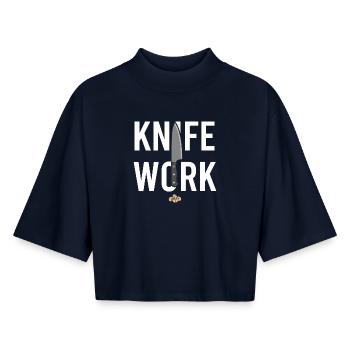 Prep Cook Kitchen Prep Back Of House Line - Boxy Women's Recycled 1/2 Sleeved T-Shirt by Stanley/Stella - navy - Front - AI Model Female 172 light (172cm)