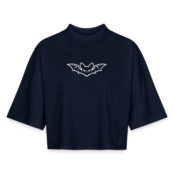 Minimal Bat Icon - Boxy Women's Recycled 1/2 Sleeved T-Shirt by Stanley/Stella - navy - Front - AI Model Female 172 light (172cm)