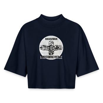 Bavarian Motorcycle Boxermotor - Boxy Frauen Recyceltes 1/2 Sleeved T-Shirt by Stanley/Stella - Navy - Vorne - AI Model Female 172 light (172cm)