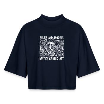 Rules and patterns in art - Boxy Women's Recycled 1/2 Sleeved T-Shirt by Stanley/Stella - navy - Front - AI Model Female 172 light (172cm)