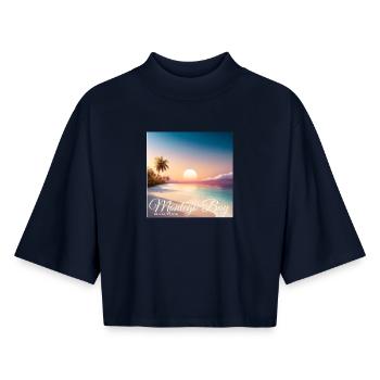 Montego Bay Sunset Jamaica Dream Paradise - T-shirt femme coupe boxy recyclé manches mi-longues Stanley/Stella - marine - Devant - AI Model Female 172 light (172cm)