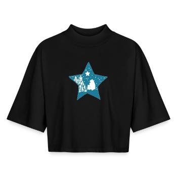 Eisbaer_im_Stern - Boxy Frauen Recyceltes 1/2 Sleeved T-Shirt by Stanley/Stella - Schwarz - Vorne - AI Model Female 172 light (172cm)