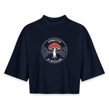 Myzel Fliegenpilz Netzwerk Biologie Technik Natur - Boxy Frauen Recyceltes 1/2 Sleeved T-Shirt by Stanley/Stella - Navy - Vorne - AI Model Female 172 light (172cm)
