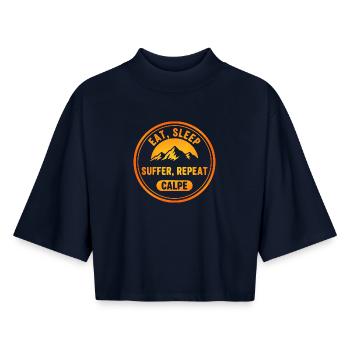 Eat Sleep Suffer Repeat Calpe - Boxy Women's Recycled 1/2 Sleeved T-Shirt by Stanley/Stella - navy - Front - AI Model Female 172 light (172cm)