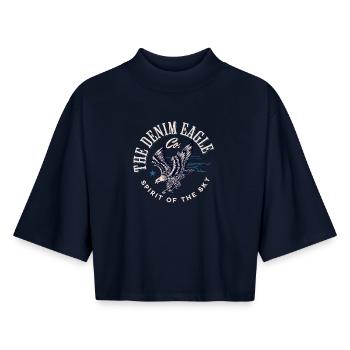 Denim Eagle Spirit of the Sky - T-shirt femme coupe boxy recyclé manches mi-longues Stanley/Stella - marine - Devant - AI Model Female 172 light (172cm)