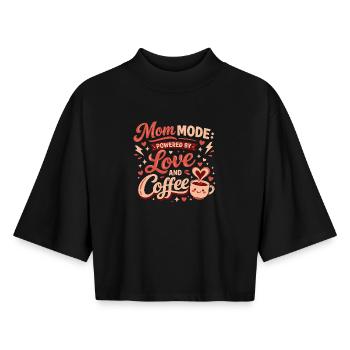 Mom Mode Kaffeeliebe - Boxy Frauen Recyceltes 1/2 Sleeved T-Shirt by Stanley/Stella - Schwarz - Vorne - AI Model Female 172 light (172cm)
