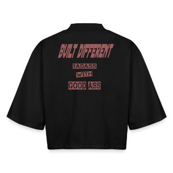 Built Different Hoodie – Mutiges Streetwear-Statement - Boxy Frauen Recyceltes 1/2 Sleeved T-Shirt by Stanley/Stella - Schwarz - Hinten - AI Model Female 172 light (172cm)