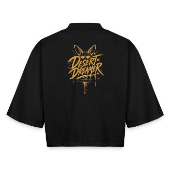 Desert Dreamer Fennec – Dzayer Vibes - T-shirt femme coupe boxy recyclé manches mi-longues Stanley/Stella - noir - Dos - AI Model Female 172 light (172cm)