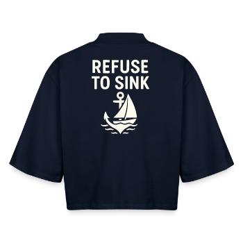 Refuse to Sink – Maritime Typo Meer Segeln Boot - Boxy Frauen Recyceltes 1/2 Sleeved T-Shirt by Stanley/Stella - Navy - Hinten - AI Model Female 172 light (172cm)