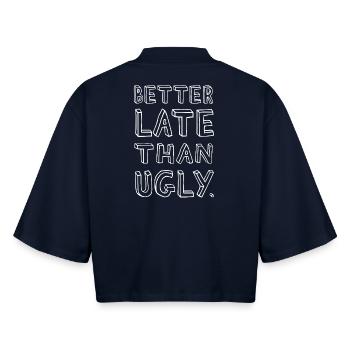 Better Late Than Ugly – Confident - Boxy Women's Recycled 1/2 Sleeved T-Shirt by Stanley/Stella - navy - Back - AI Model Female 172 light (172cm)