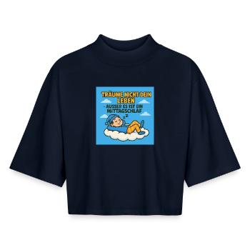 Träume nicht dein Leben - Boxy Frauen Recyceltes 1/2 Sleeved T-Shirt by Stanley/Stella - Navy - Vorne - AI Model Female 172 light (172cm)