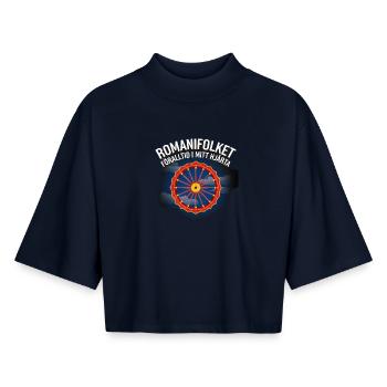 Heart Carousel against Night Blue Sky - Boxy Women's Recycled 1/2 Sleeved T-Shirt by Stanley/Stella - navy - Front - AI Model Female 172 light (172cm)