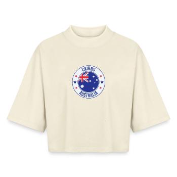 Cairns Australia Emblem-Abzeichen - Boxy Frauen Recyceltes 1/2 Sleeved T-Shirt by Stanley/Stella - Natur - Vorne - AI Model Female 172 dark (172cm)