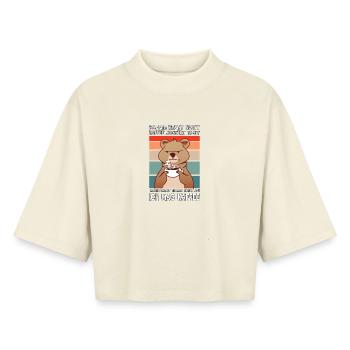 Lustige Morgenmuffel Kaffee Sprüche  - Boxy Frauen Recyceltes 1/2 Sleeved T-Shirt by Stanley/Stella - Natur - Vorne - AI Model Female 172 dark (172cm)