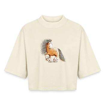 Funny Horse I Horse Motif Fun - Boxy Women's Recycled 1/2 Sleeved T-Shirt by Stanley/Stella - soft Ecru - Front - AI Model Female 172 dark (172cm)