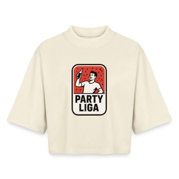 Party League – Celebration Team Shirt - Boxy Women's Recycled 1/2 Sleeved T-Shirt by Stanley/Stella - soft Ecru - Front - AI Model Female 172 dark (172cm)