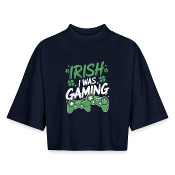 Irischer Gaming-Style - Boxy Frauen Recyceltes 1/2 Sleeved T-Shirt by Stanley/Stella - Navy - Vorne - AI Model Female 172 light (172cm)